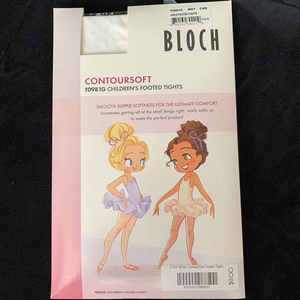 BLOCH Contoursoft Girl’s Footed Tights WHITE